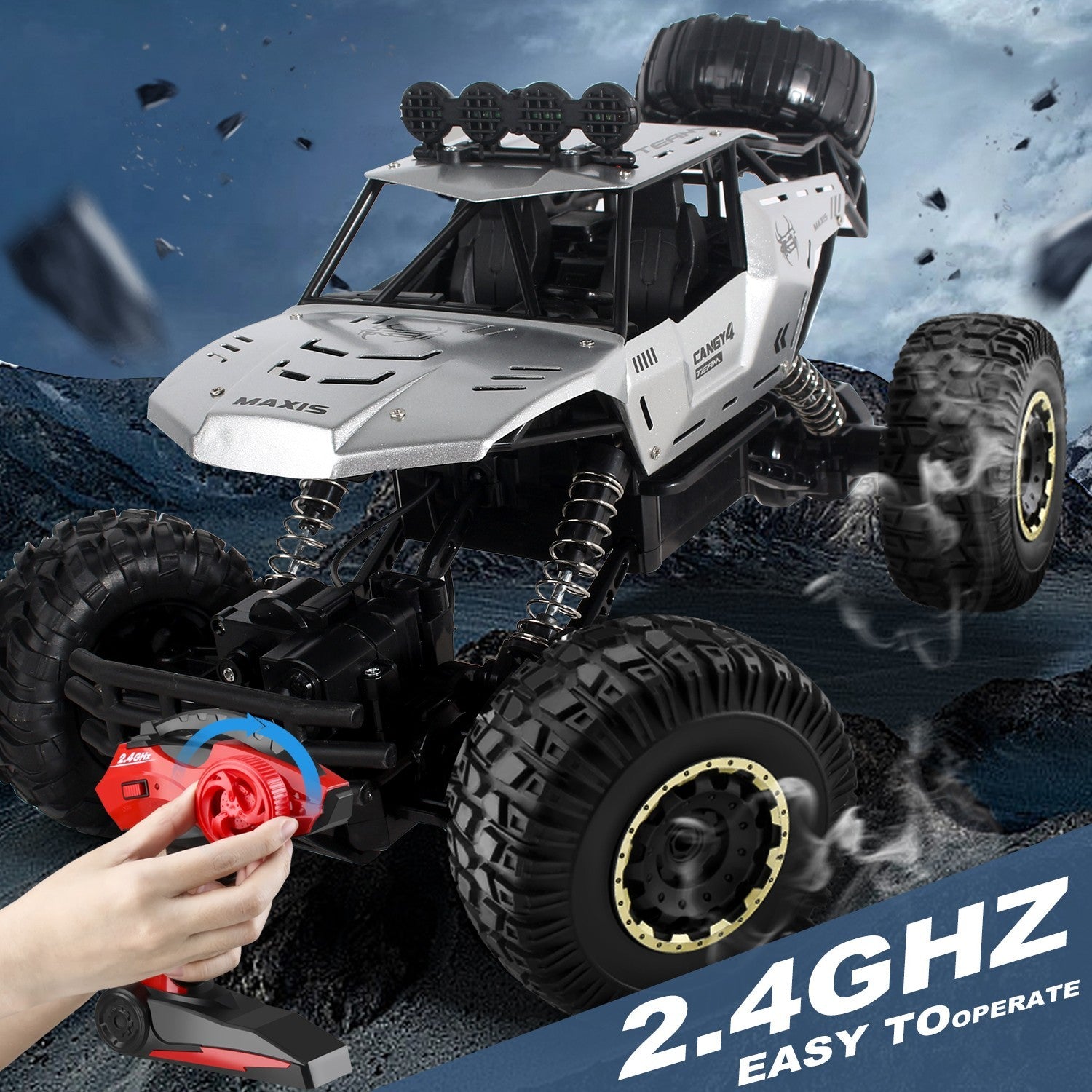 High Performance 4WD Remote Control Monster Truck with 2 Rechargeable Batteries for Adventure Driving