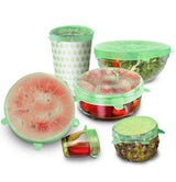 Different sizes of reusable silicone stretch lids for various containers