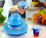 Reusable silicone stretch lids set with 6 food storage covers for bowls and containers