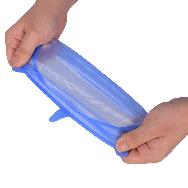 Silicone food storage lids for keeping fruits, vegetables, and leftovers fresh