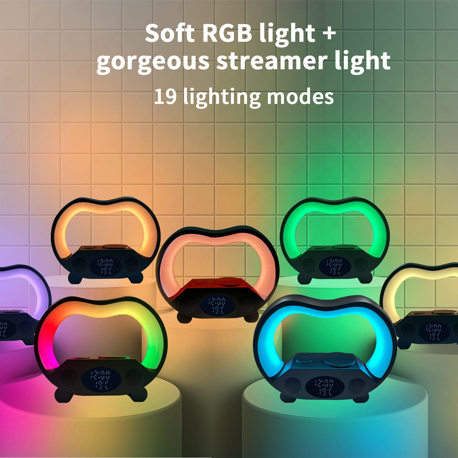 Smart LED table lamp with built-in Bluetooth speaker for music and ambient lighting