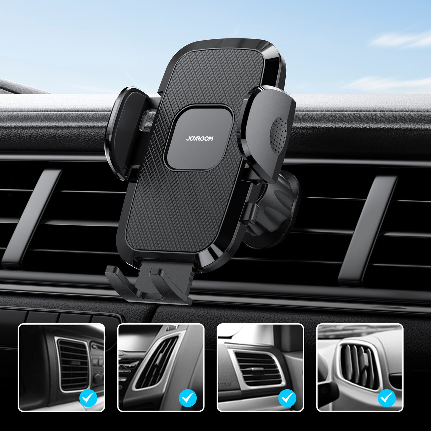 Universal Car Phone Holder Dashboard & Air Vent Mount with 360° Rotation for iPhone, Samsung & GPS