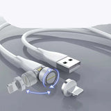 USB-C Lightning Micro USB Magnetic Charging Cable with 540° Swivel Rotation
