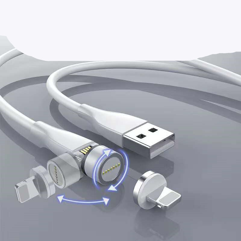 USB-C Lightning Micro USB Magnetic Charging Cable with 540° Swivel Rotation