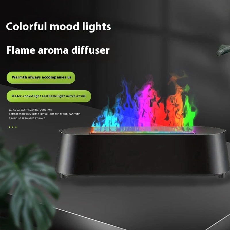 USB Flame Effect Aroma Diffuser with Quiet Mist Humidifier for Home, Office & Bedroom