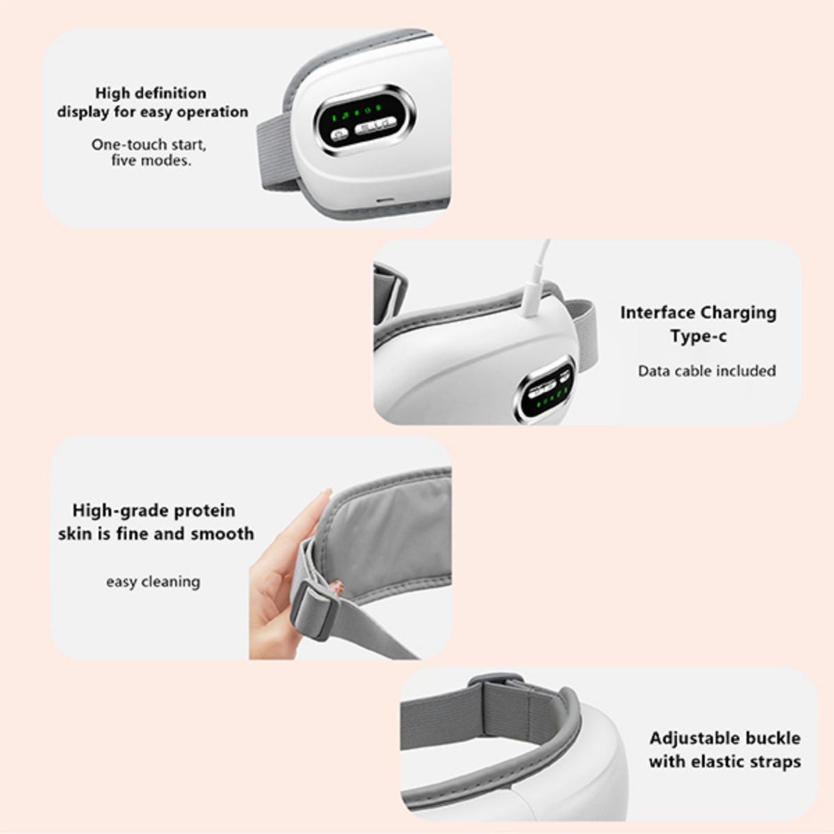 USB Rechargeable Heated Eye Massage Mask for Stress Relief & Better Sleep