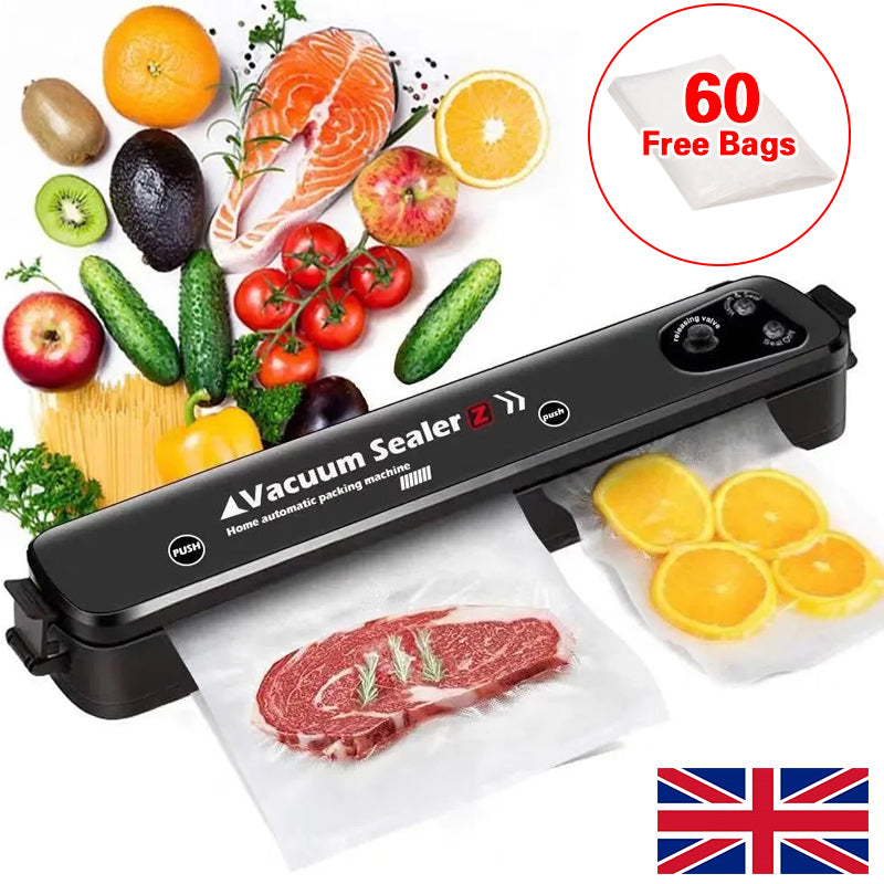 Vacuum Food Sealer Machine with 60 Vacuum Bags for Dry & Wet Food Front View