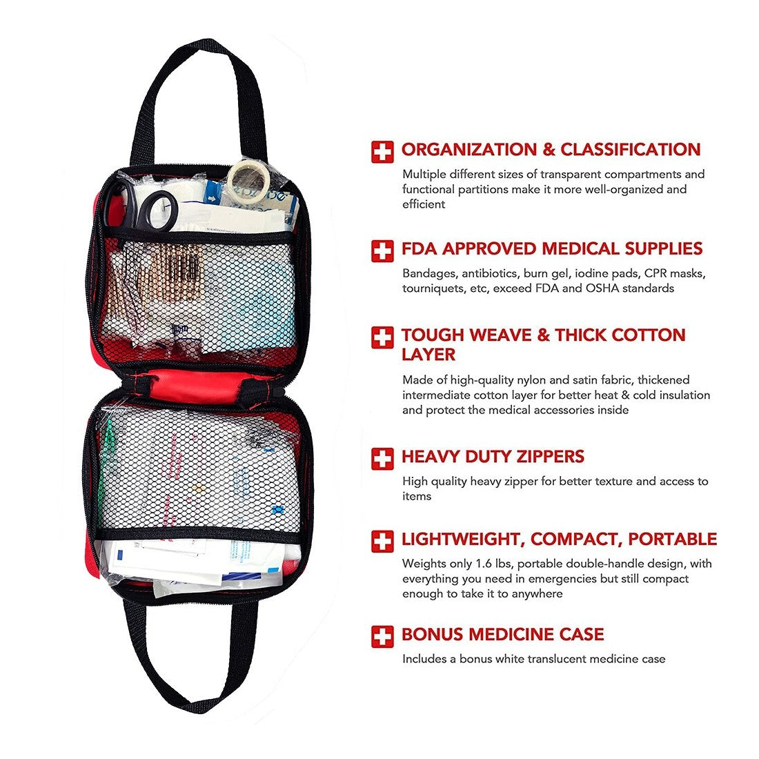 Waterproof First Aid Kit Complete Emergency Care Kit for Home Vehicle and Outdoor Adventures